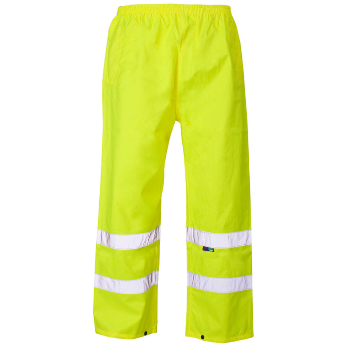 Supertouch Hi-Vis Yellow Overtrousers with Ankle Band - Waterproof & Durable - Large Size