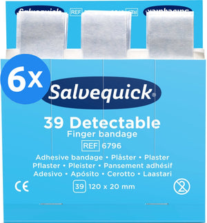 Cederroth Salvequick Blue Detectable Finger Plaster (Box of 6) - 6796