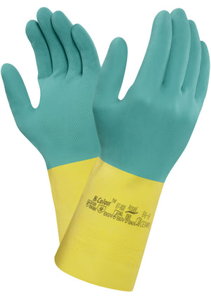Ansell 87-900 Bi-Colour Latex/Neoprene Chemical Resistant Safety Glove Gauntlets - RS Solutions