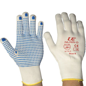 UCI Nylon Polka Dotted Grip Work Gloves - Large (10 Pairs)
