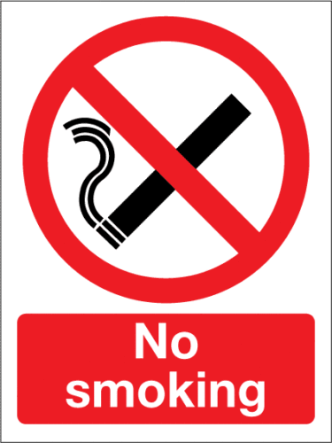 No Smoking Plastic Sign - 150mm x 200mm